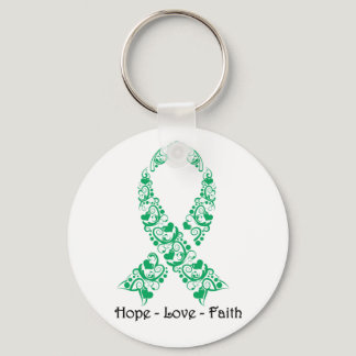 Hope Emerald Green Awareness Ribbon Keychain