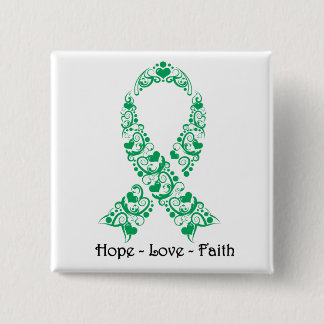 Hope Emerald Green Awareness Ribbon Pinback Button