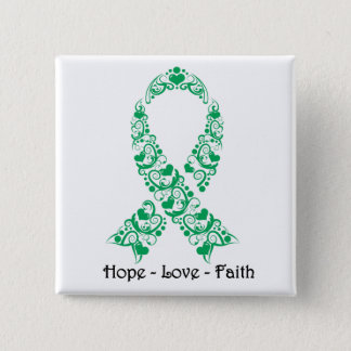 Hope Emerald Green Awareness Ribbon Pinback Button