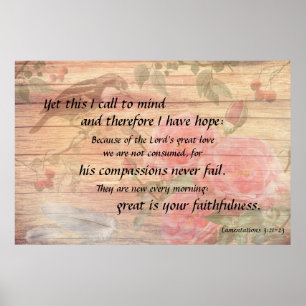 Hope Every Morning Christian Scripture Rose Poster