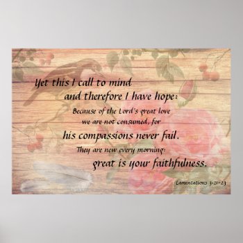 Hope Every Morning Christian Scripture Rose Poster by DustyFarmPaper at Zazzle