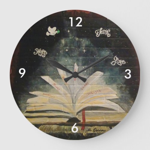 Hope Faith and Love Wall Clock