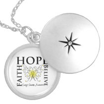 Hope Faith Believe Butterfly - Ewing Sarcoma Locket Necklace