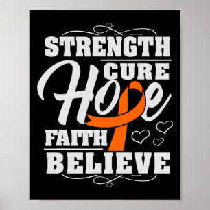 Hope Faith Believe Leukemia Cancer Awareness Ribbo Poster