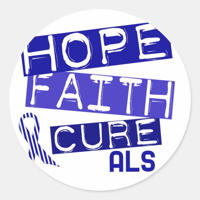 HOPE FAITH CURE ALS CLASSIC ROUND STICKER (Front)