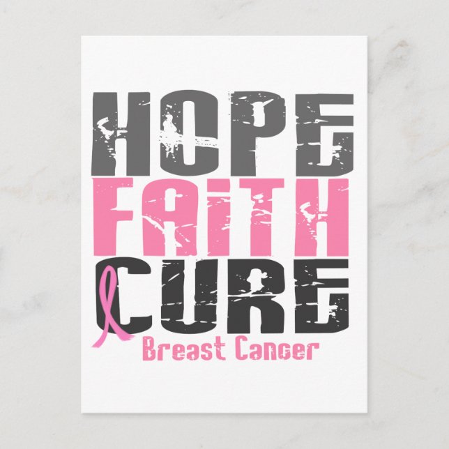 HOPE FAITH CURE BREAST CANCER POSTCARD (Front)