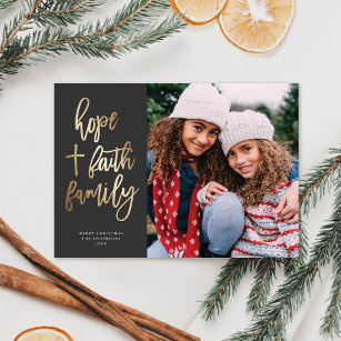 Hope Faith Family Religious Christmas Photo Holiday Card