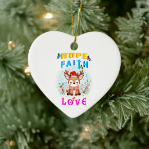 Hope Faith Love Ceramic Ornament