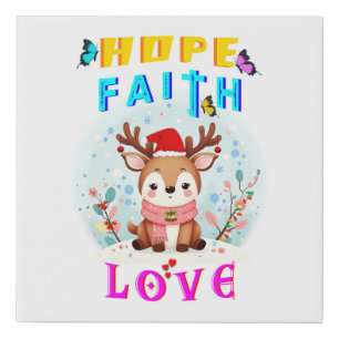 Hope Faith Love Faux Canvas Print