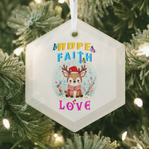Hope Faith Love Glass Ornament