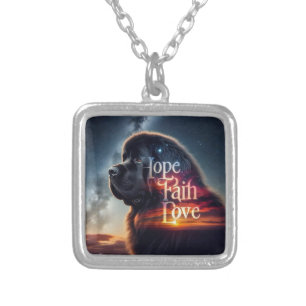 Hope Faith Love Newf Silver Plated Necklace