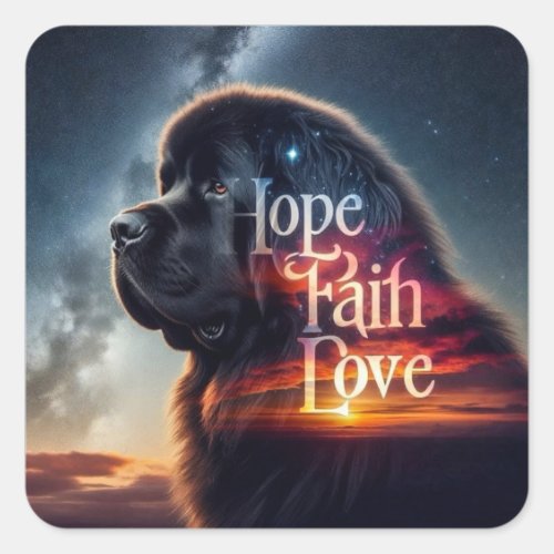 Hope Faith Love Newf Square Sticker