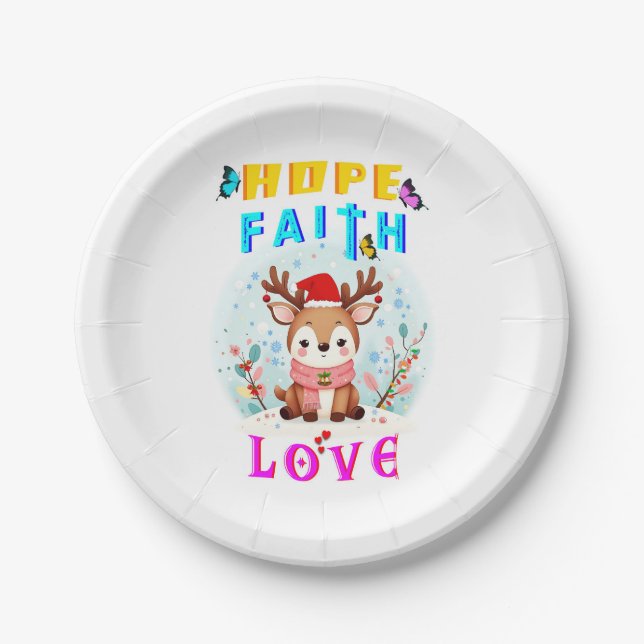 Hope Faith Love Paper Plates (Front)