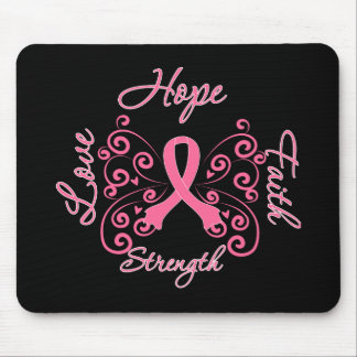 Hope Faith Love Strength Breast Cancer Mouse Pad