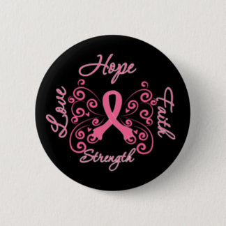 Hope Faith Love Strength Breast Cancer Pinback Button