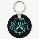 Hope Faith Love Strength Cervical Cancer Keychain