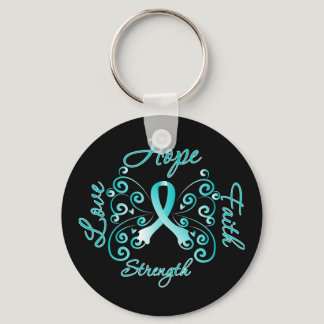Hope Faith Love Strength Cervical Cancer Keychain