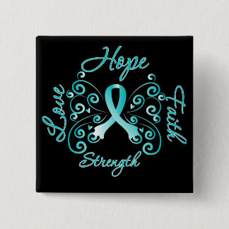 Hope Faith Love Strength Cervical Cancer Pinback Button