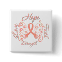 Hope Faith Love Strength Endometrial Cancer Pinback Button