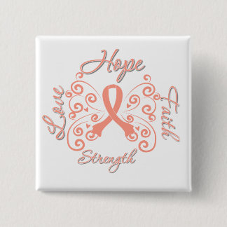 Hope Faith Love Strength Endometrial Cancer Pinback Button