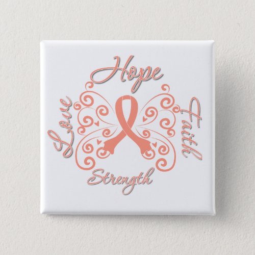 Hope Faith Love Strength Endometrial Cancer Pinback Button