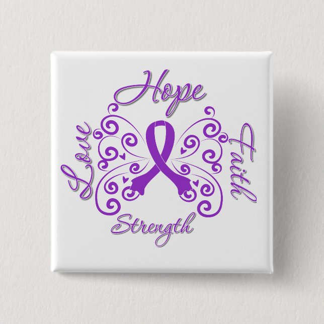 Hope Faith Love Strength Fibromyalgia Button (Front)