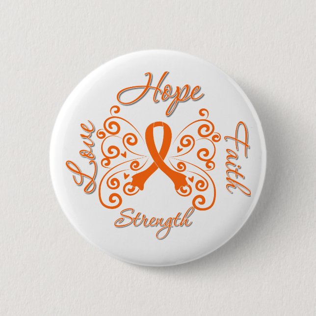 Hope Faith Love Strength Kidney Cancer Pinback Button (Front)