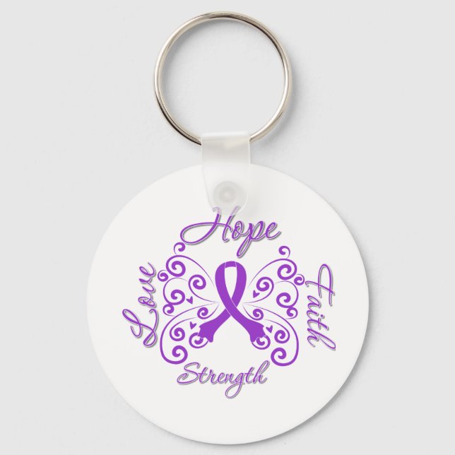 Hope Faith Love Strength Lupus Keychain (Front)