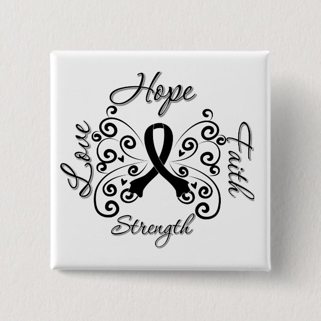 Hope Faith Love Strength Melanoma Pinback Button (Front)