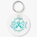 Hope Faith Love Strength Ovarian Cancer Keychain