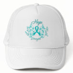 Hope Faith Love Strength Ovarian Cancer Trucker Hat