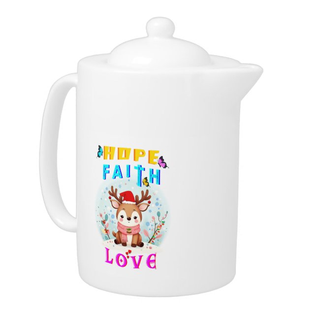 Hope Faith Love Teapot (Left)