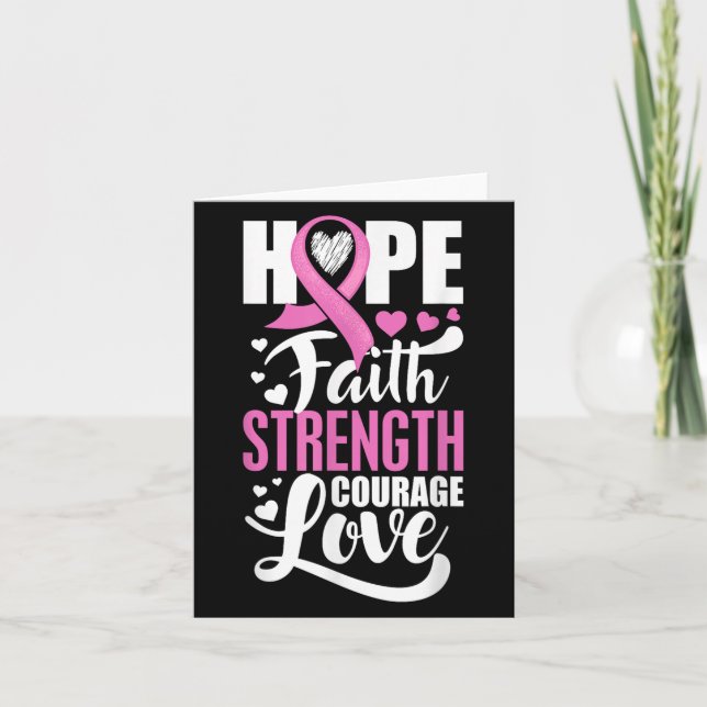 Hope Faith Strength Courage Love Breast Cancer Awa Card (Front)