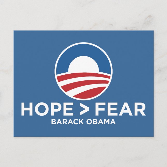 hope > fear obama 08 hope won postcard (Front)