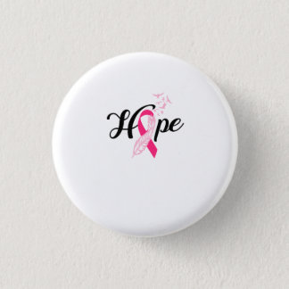 Hope Feather Ribbon Breast Cancer Button