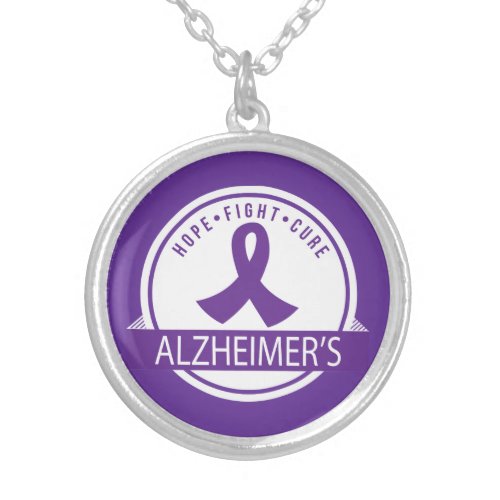 Hope Fight Cure Alzheimers Disease Silver Plated Necklace