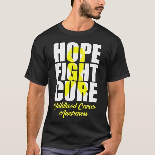 Hope Fight Cure Childhood Cancer Awareness Yellow T_Shirt