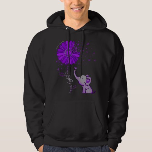 Hope Fight Cure Elephant Alzheimers Purple Ribbon Hoodie