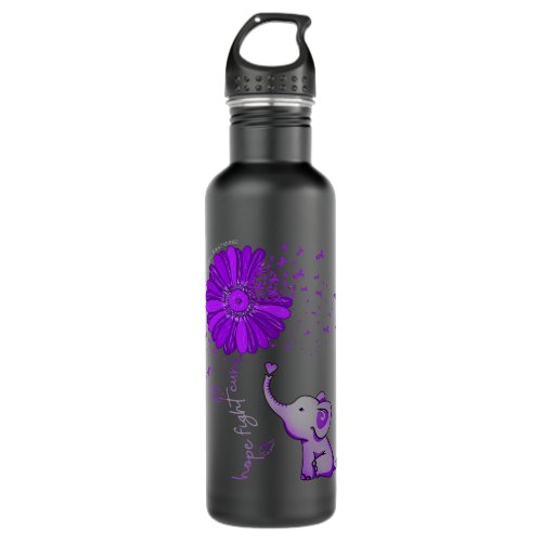 Hope Fight Cure Elephant Alzheimers Purple Ribbon Stainless Steel Water Bottle