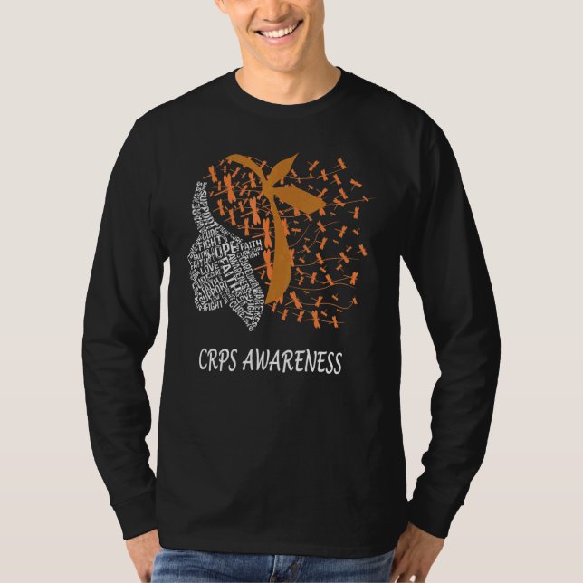 Hope Fight Cure Support Crps Awareness Dragonfly W T-Shirt (Front)