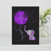 Hope Fight Cute Elephant Alzheimer's Purple Ribbon (Standing Front)