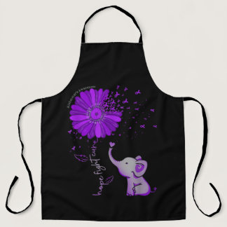 Hope Fight Cute Elephant Alzheimer's Purple Ribbon Apron