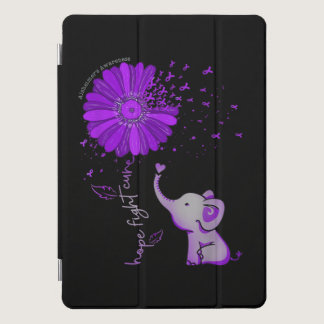 Hope Fight Cute Elephant Alzheimer's Purple Ribbon iPad Pro Cover