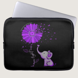 Hope Fight Cute Elephant Alzheimer's Purple Ribbon Laptop Sleeve