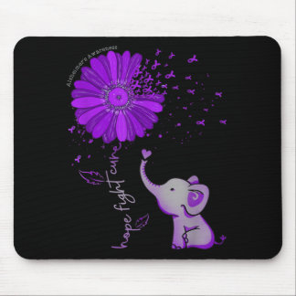 Hope Fight Cute Elephant Alzheimer's Purple Ribbon Mouse Pad