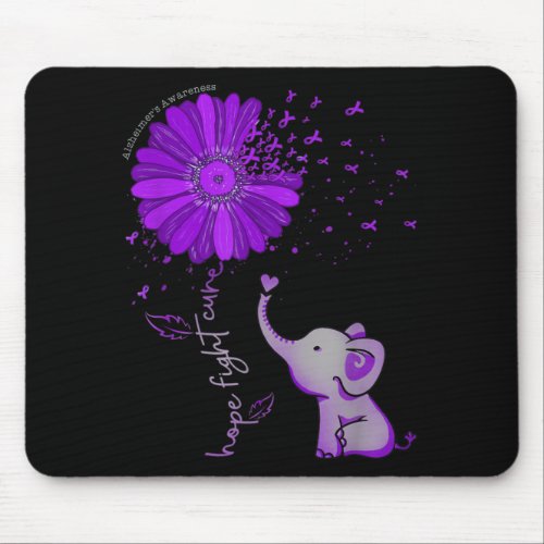 Hope Fight Cute Elephant Alzheimers Purple Ribbon Mouse Pad