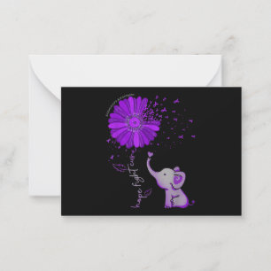 Hope Fight Cute Elephant Alzheimer's Purple Ribbon Note Card