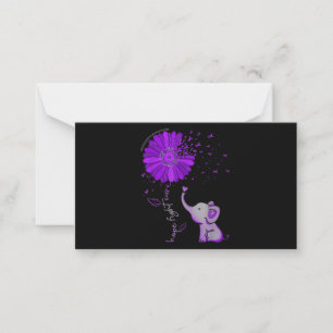 Hope Fight Cute Elephant Alzheimer's Purple Ribbon Note Card