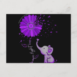 Hope Fight Cute Elephant Alzheimer's Purple Ribbon Postcard