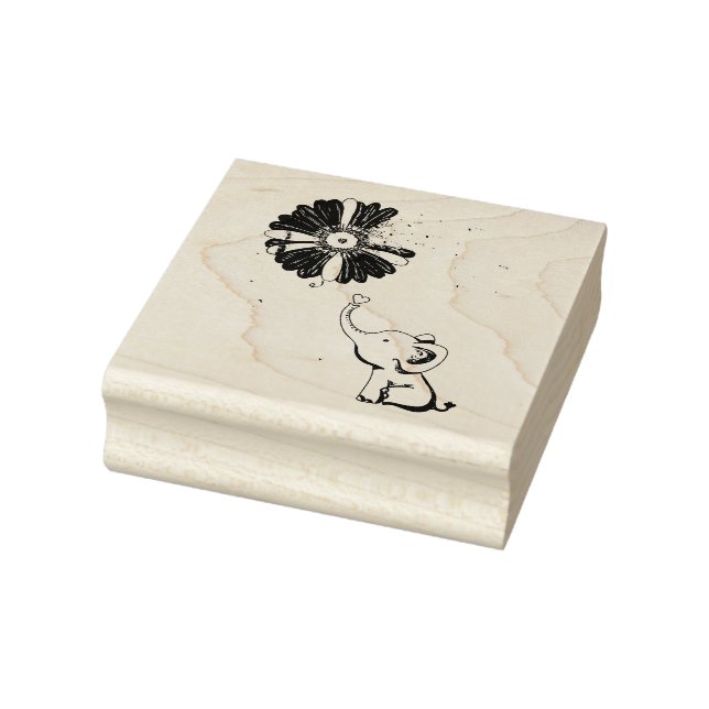 Hope Fight Cute Elephant Alzheimer's Purple Ribbon Rubber Stamp (Stamp)